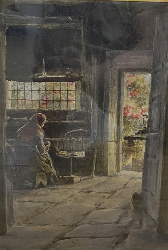 S. Dockery (19th C.), pair of watercolours, Cottage interiors, signed, 33 x 23cm